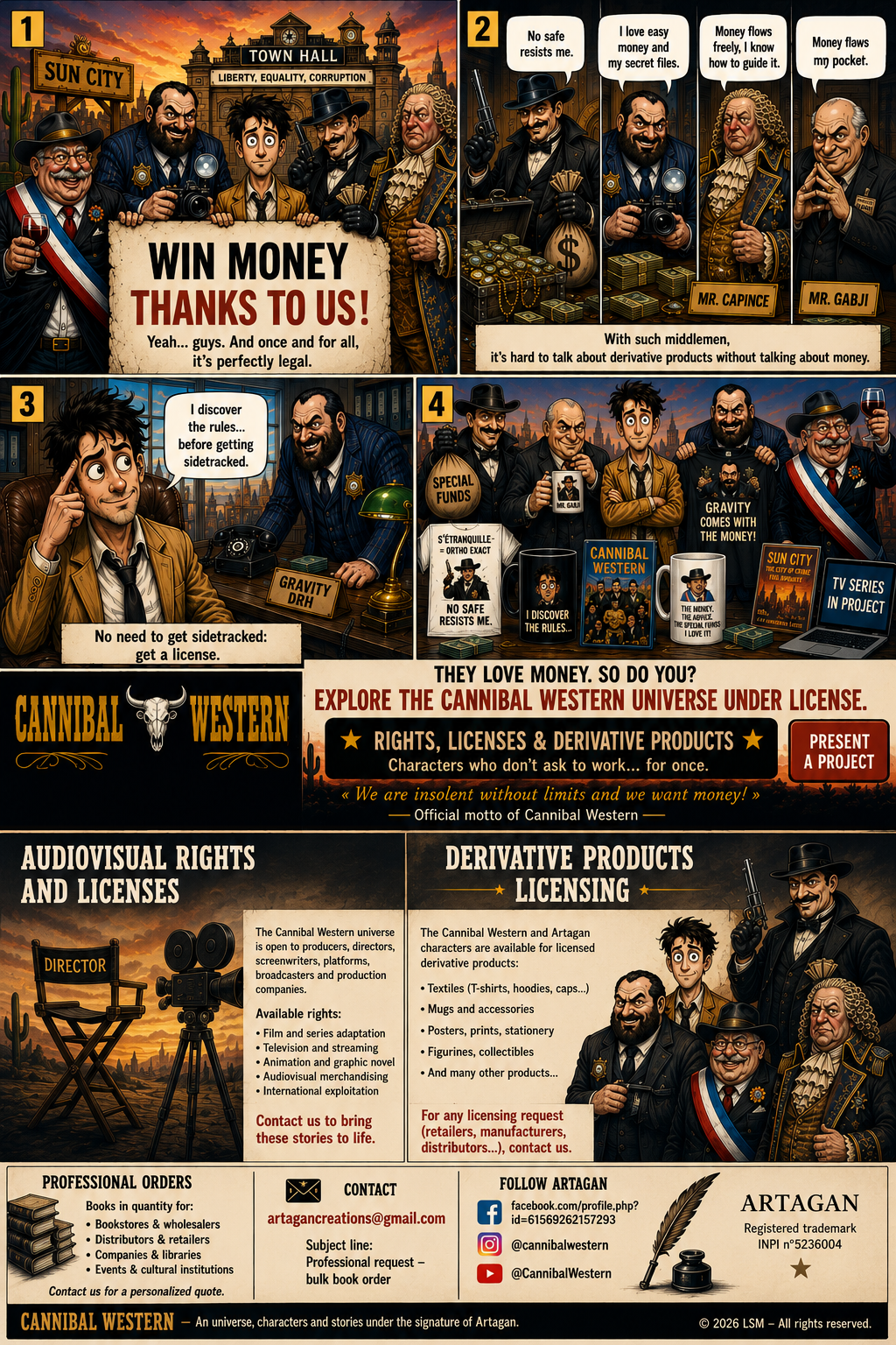 English Cannibal Western licensing and merchandise presentation by Artagan