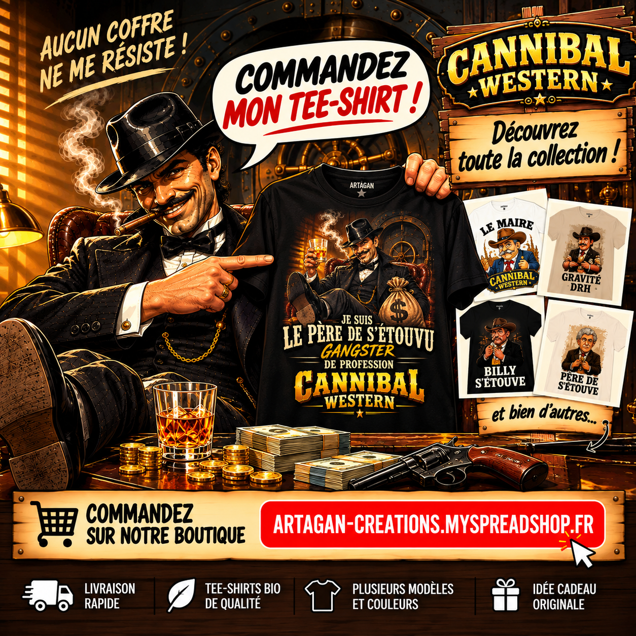 Gravité présente son tee-shirt Cannibal Western – collection Artagan