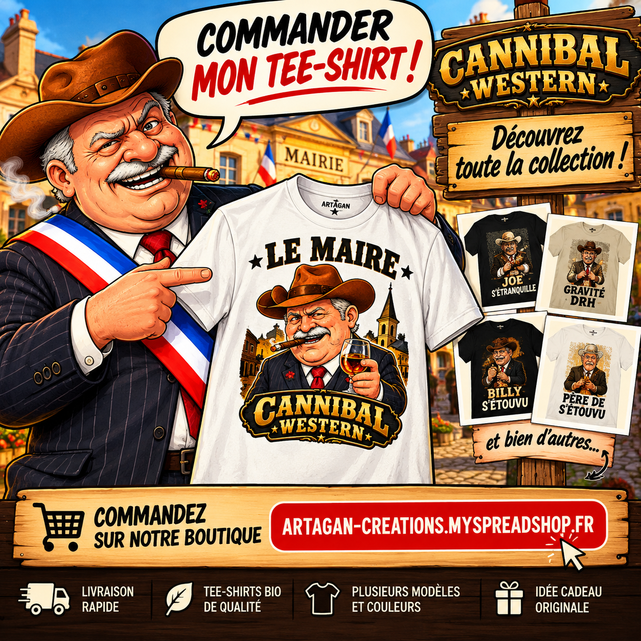 Le Maire présente son tee-shirt Cannibal Western – collection Artagan
